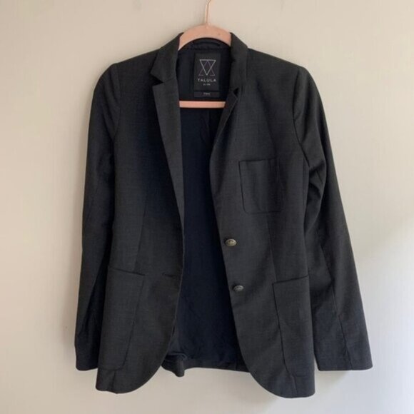 Aritzia Talula Exeter Boyfriend Blazer Wool Long Sleeve Button Front Grey size 2 - Picture 3 of 12